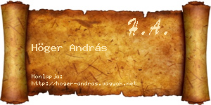Höger András névjegykártya